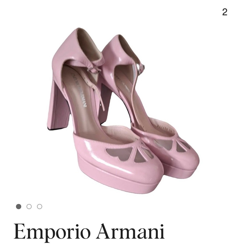 Emporio Armani Light Pink Patent Platform Mary Jane Pumps